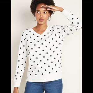 Old Navy Relaxed V Neck sweatshirt Polka dot 🖤
